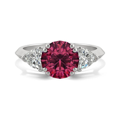 3.50 CTW DEW Round Ruby Engagement Ring in 14K White Gold