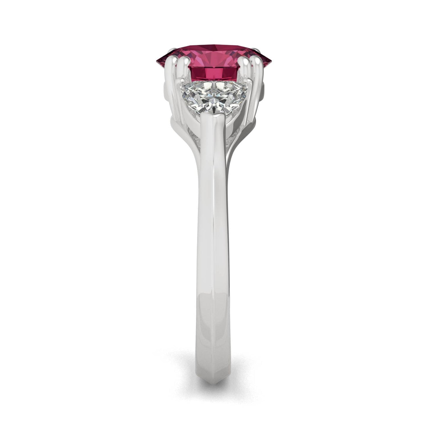 3.50 CTW DEW Round Ruby Engagement Ring in 14K White Gold