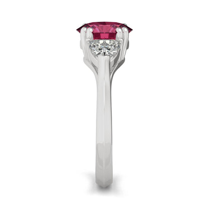 3.50 CTW DEW Round Ruby Engagement Ring in 14K White Gold
