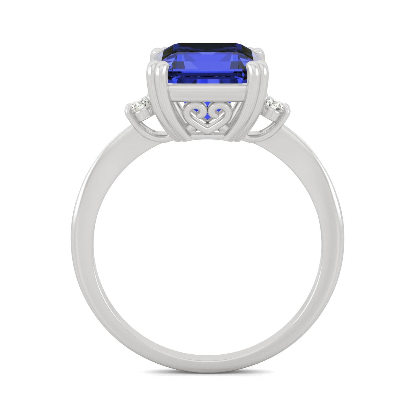 4.14 CTW DEW Emerald Sapphire Basket Ring in 14K White Gold