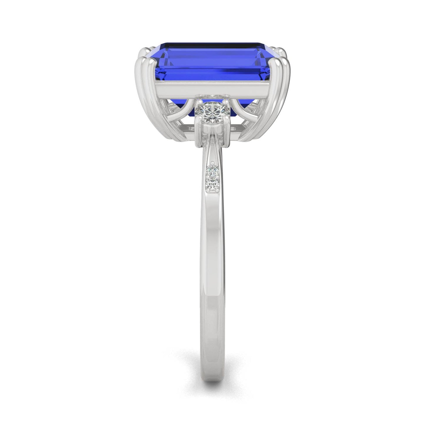 4.14 CTW DEW Emerald Sapphire Basket Ring in 14K White Gold