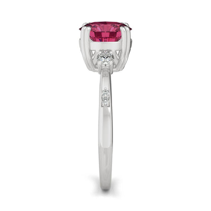 2.84 CTW DEW Round Ruby Basket Ring in 14K White Gold