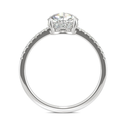 0.81 CTW DEW Round Rose-Cut Moissanite Engagement Ring in 14K White Gold