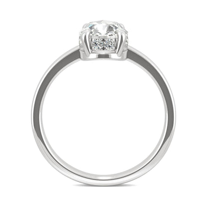 1.26 CTW DEW Oval Rose-Cut Moissanite Halo Ring in 14K White Gold