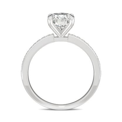 2.28 CTW DEW Oval Moissanite Engagement Ring in 14K White Gold