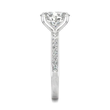 2.28 CTW DEW Oval Moissanite Engagement Ring in 14K White Gold