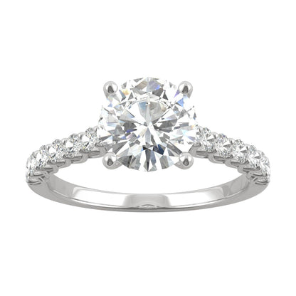 1.92 CTW DEW Round Moissanite Engagement Ring in 14K White Gold