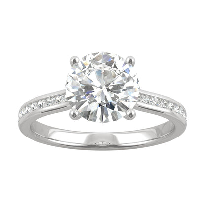 2.08 CTW DEW Round Moissanite Engagement Ring in 14K White Gold