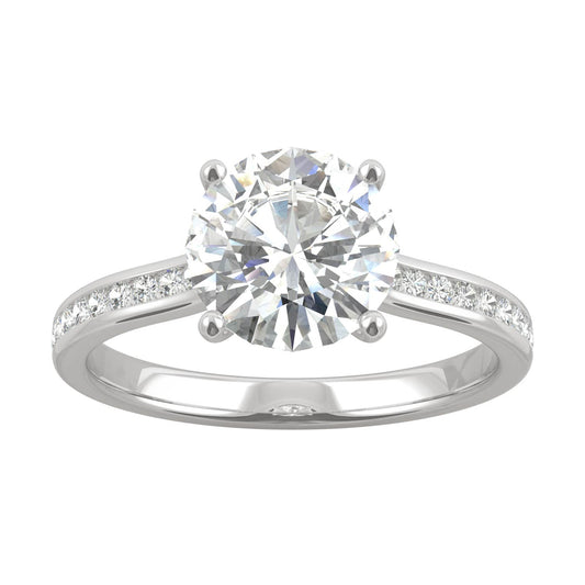 2.08 CTW DEW Round Moissanite Engagement Ring in 14K White Gold