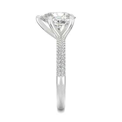 2.31 CTW DEW Pear Moissanite Pave Ring in 14K White Gold