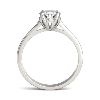 1 CTW DEW Round Moissanite Solitaire Engagement Ring in 14K White Gold