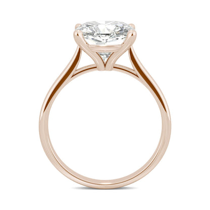 3.30 CTW DEW Cushion Moissanite Engagement Ring in 14K Rose Gold