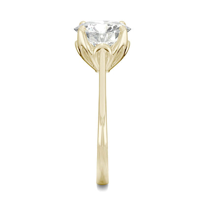 2.70 CTW DEW Round Moissanite Solitaire Engagement Ring in 14K Yellow Gold