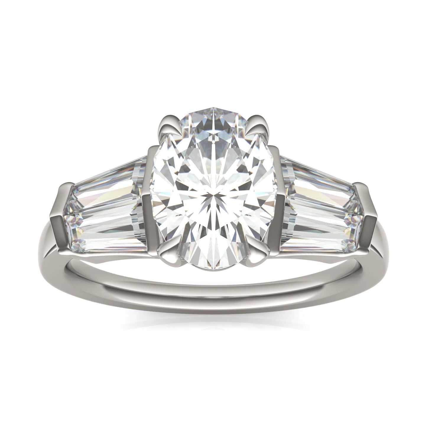 3.26 CTW DEW Oval Moissanite Five-Stone Ring in 14K White Gold