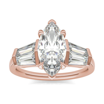 3.36 CTW DEW Marquise Moissanite Five-Stone Ring in 14K Rose Gold
