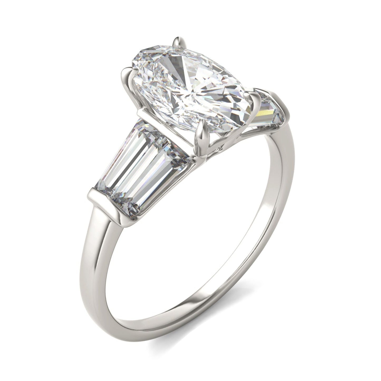 3.46 CTW DEW Elongated Oval Moissanite Five-Stone Ring in 14K White Gold