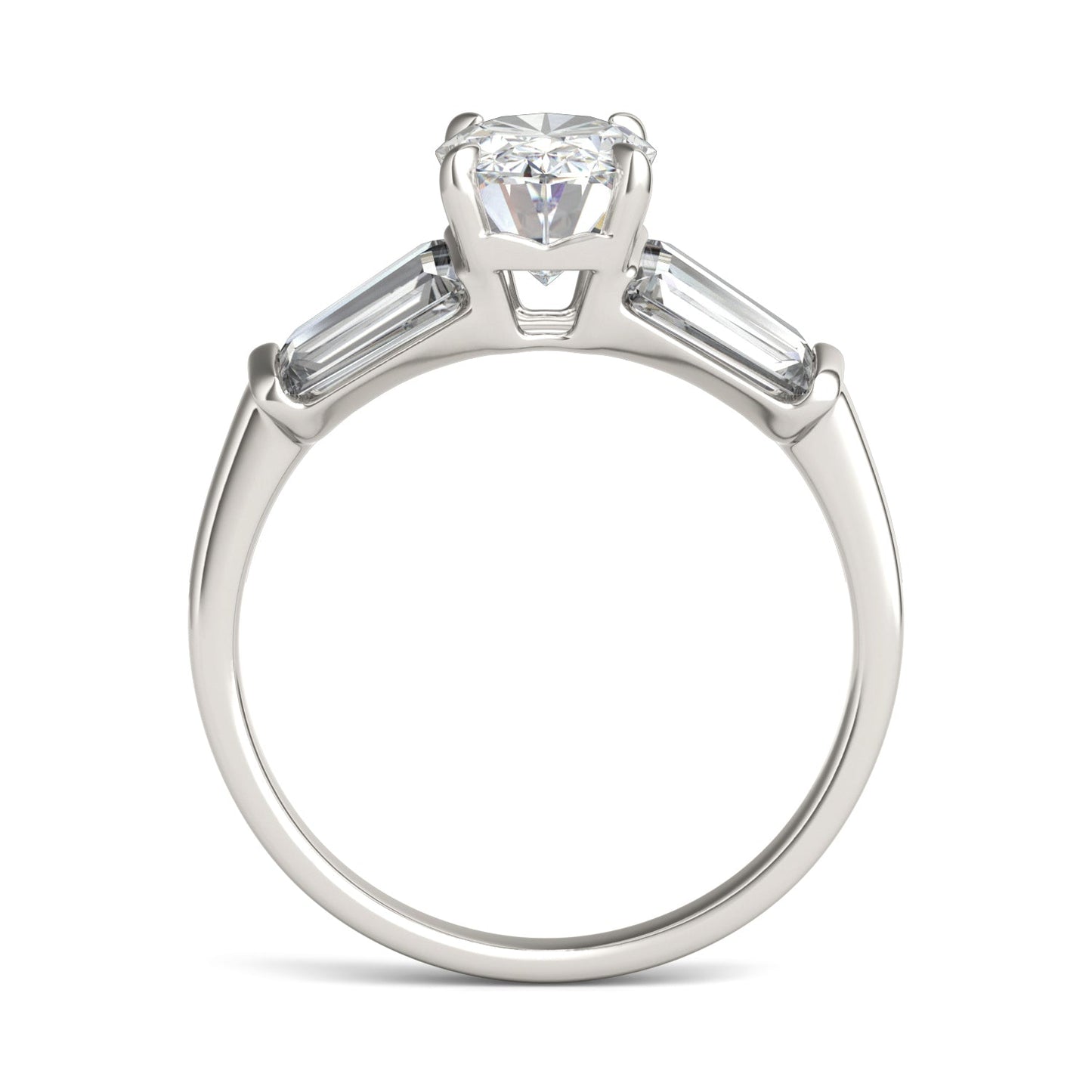 3.46 CTW DEW Elongated Oval Moissanite Five-Stone Ring in 14K White Gold