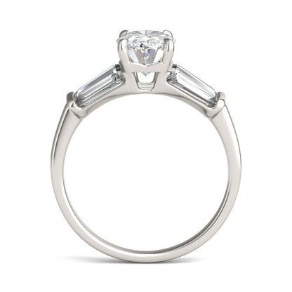 3.46 CTW DEW Elongated Oval Moissanite Five-Stone Ring in 14K White Gold