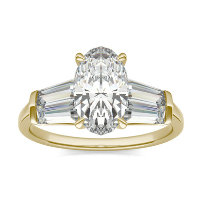 3.46 CTW DEW Elongated Oval Moissanite Five-Stone Ring in 14K Yellow Gold