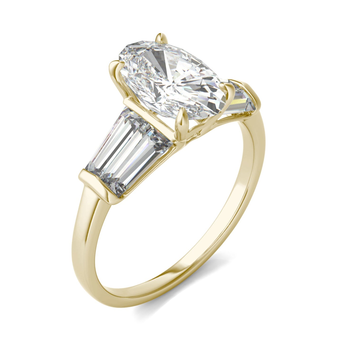 3.46 CTW DEW Elongated Oval Moissanite Five-Stone Ring in 14K Yellow Gold