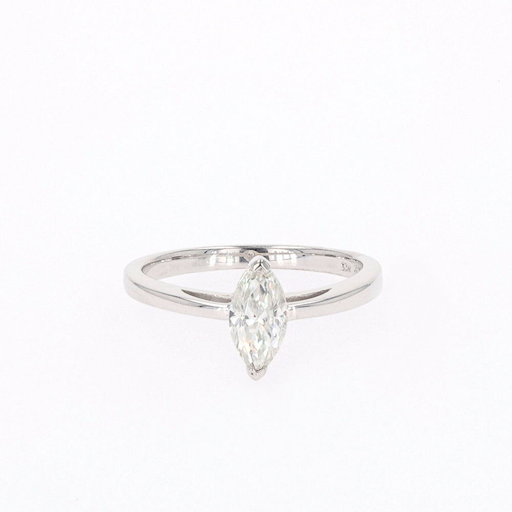 0.70 CTW DEW Marquise Moissanite Solitaire Ring in Sterling Silver