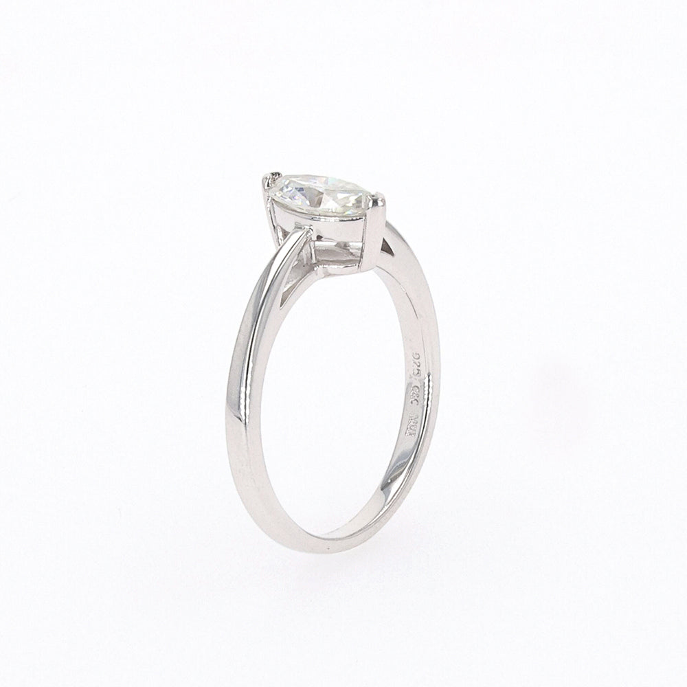 0.70 CTW DEW Marquise Moissanite Solitaire Ring in Sterling Silver