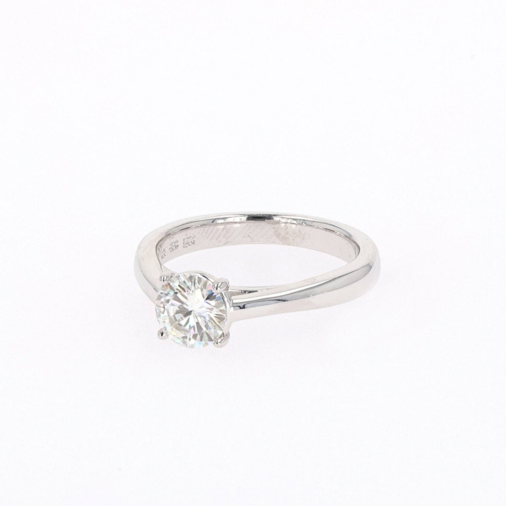 1.00 CTW DEW Round Moissanite Four-Prong Solitaire Engagement Ring in Sterling Silver