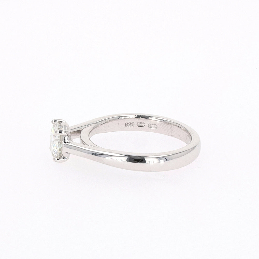 1.00 CTW DEW Round Moissanite Four-Prong Solitaire Engagement Ring in Sterling Silver