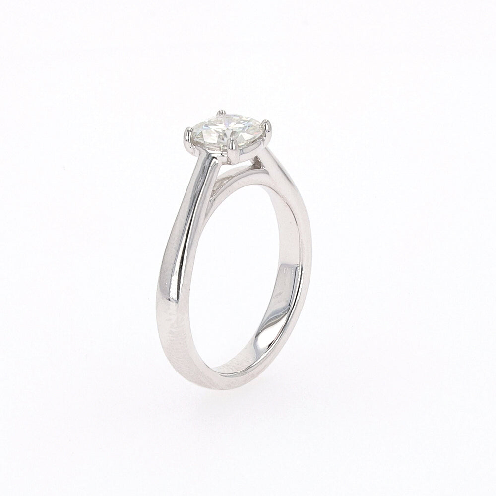 1.00 CTW DEW Round Moissanite Four-Prong Solitaire Engagement Ring in Sterling Silver
