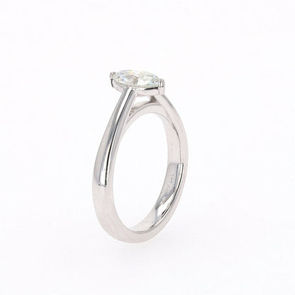 0.70 CTW DEW Marquise Moissanite Two Prong Solitaire Ring in Sterling Silver