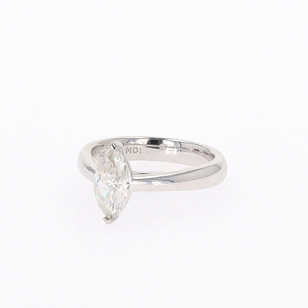 1.40 CTW DEW Marquise Moissanite Solitaire Ring in Sterling Silver