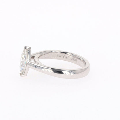 1.40 CTW DEW Marquise Moissanite Solitaire Ring in Sterling Silver