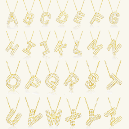 Moissanite Bubble Letter Necklace