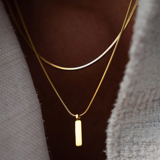 Square Chain Pendant Necklace Men