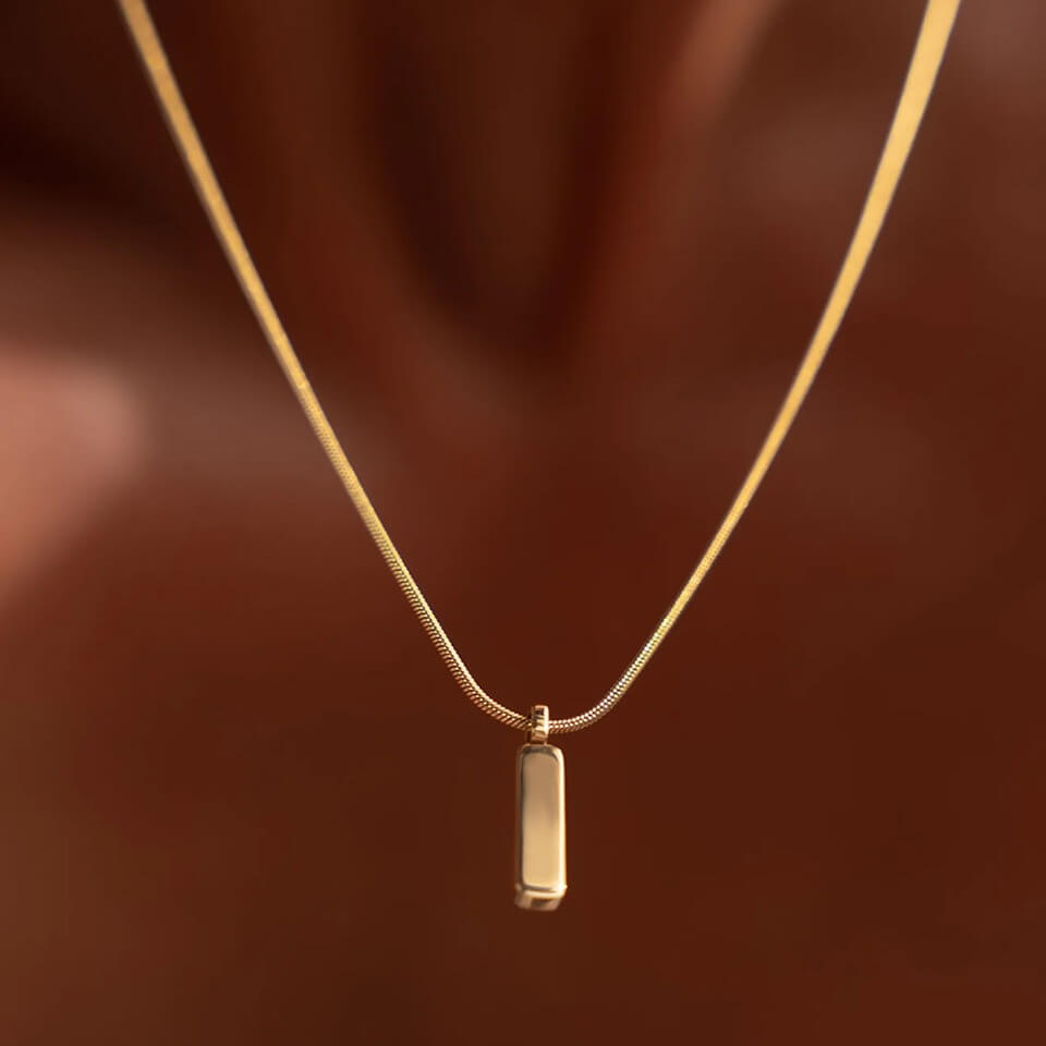 Square Chain Pendant Necklace Men