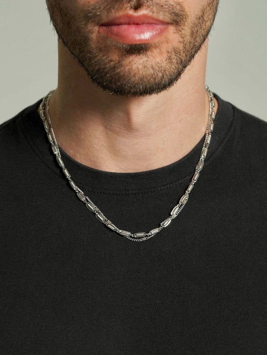 Layered Curb Chain Necklace Men