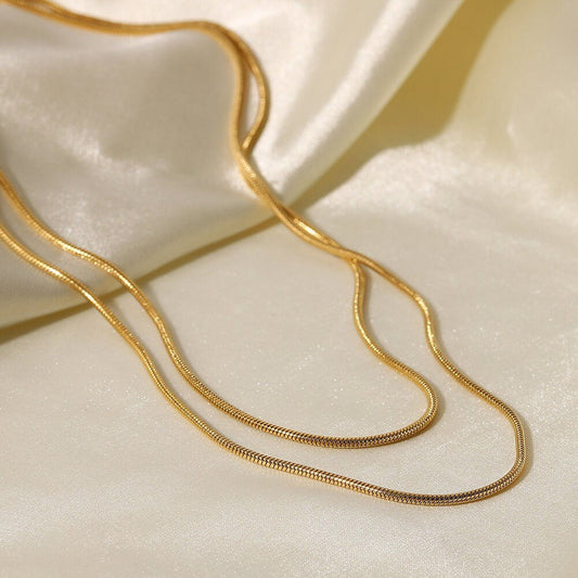 Round Herringbone Layered Necklace