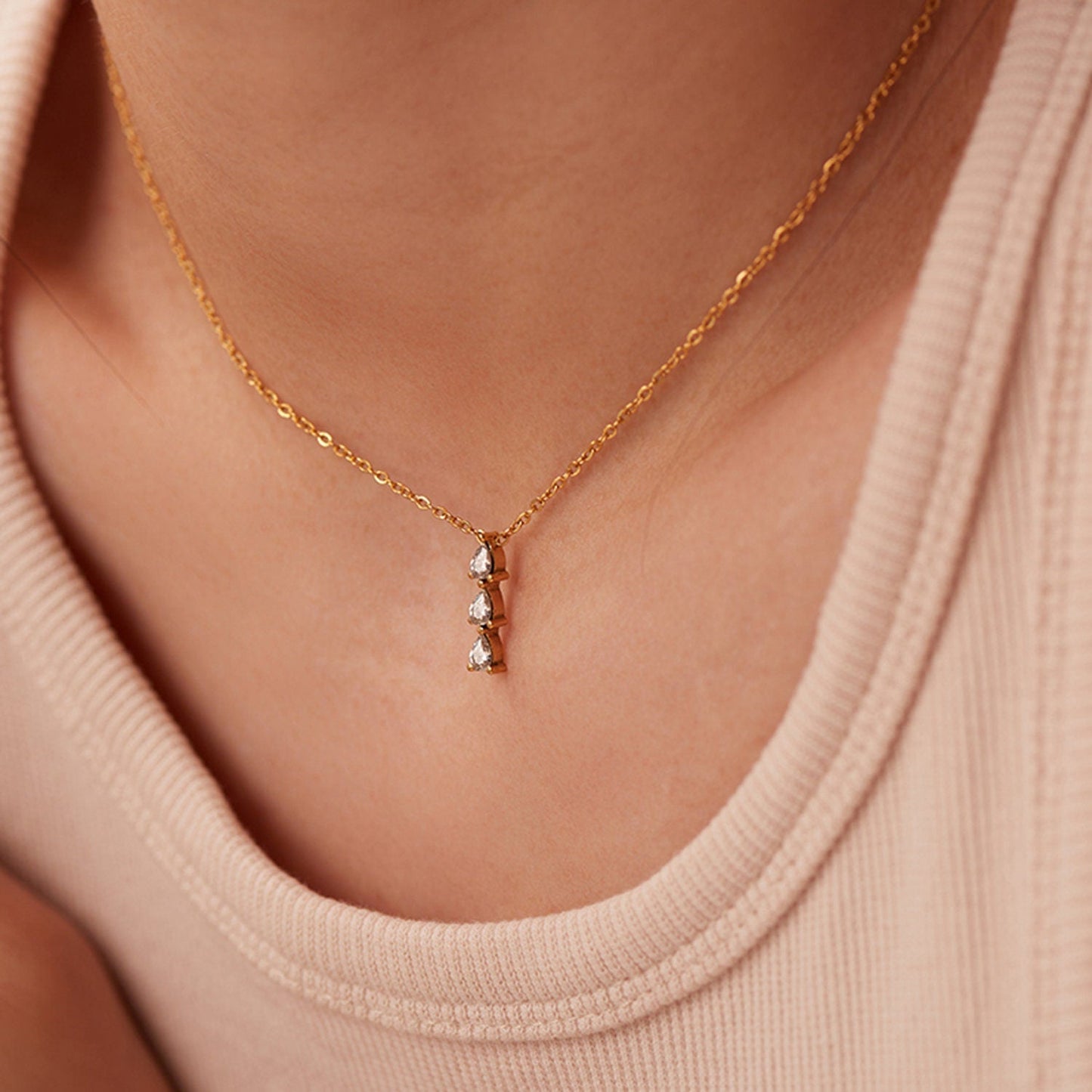 Three Diamond Necklace