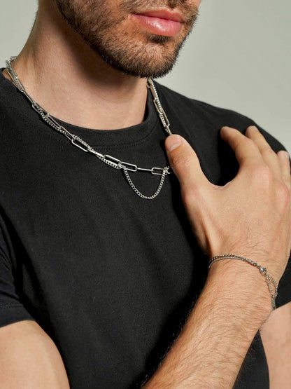 Two Strand Link Chain Necklace Men